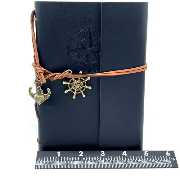 MALEDEN Leather Journal Notebook, Vintage Spiral Notebook Refillable Black - Picture 10 of 11